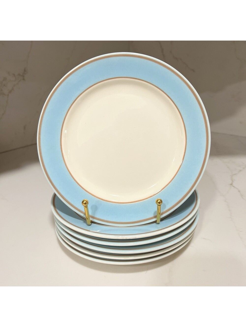 6 Homer Laughlin Eggshell Cavalier Solitude Plates 7” Dessert Pie HLC Ironstone
